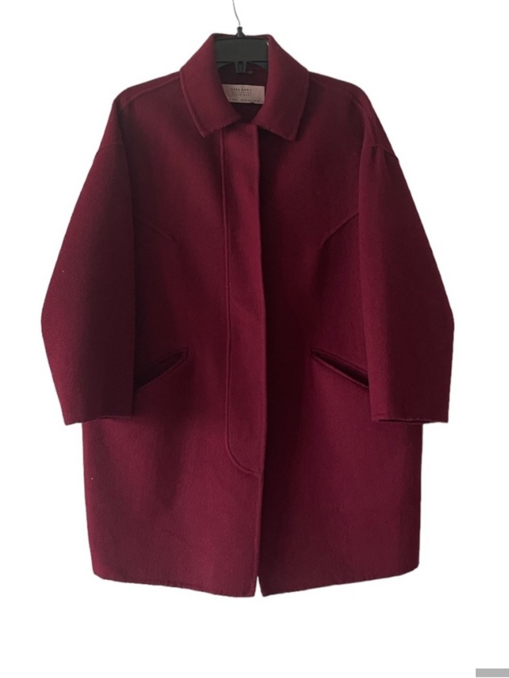 Zara Burgundy Wool-Blend Coat